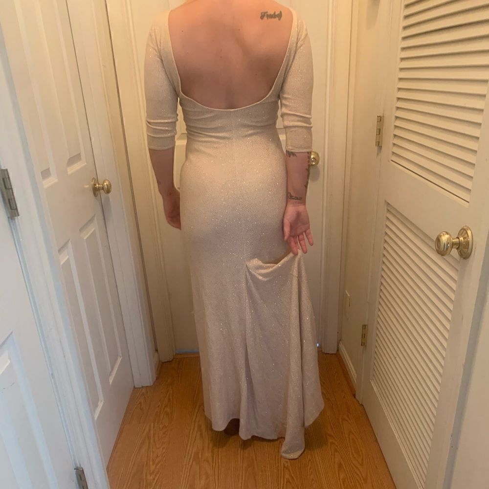 Js Collections Gown Metallic Gold Sparkles Ivory … - image 2